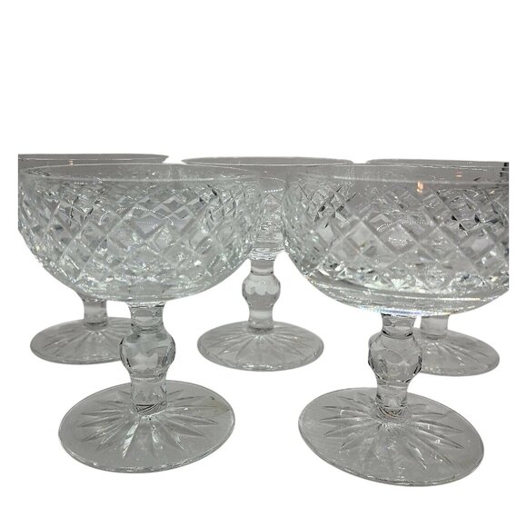 Vtg Waterford Crystal Boyne Glasses Pattern 5 Champagne Coupes Sherbet Dish - Picture 2 of 10